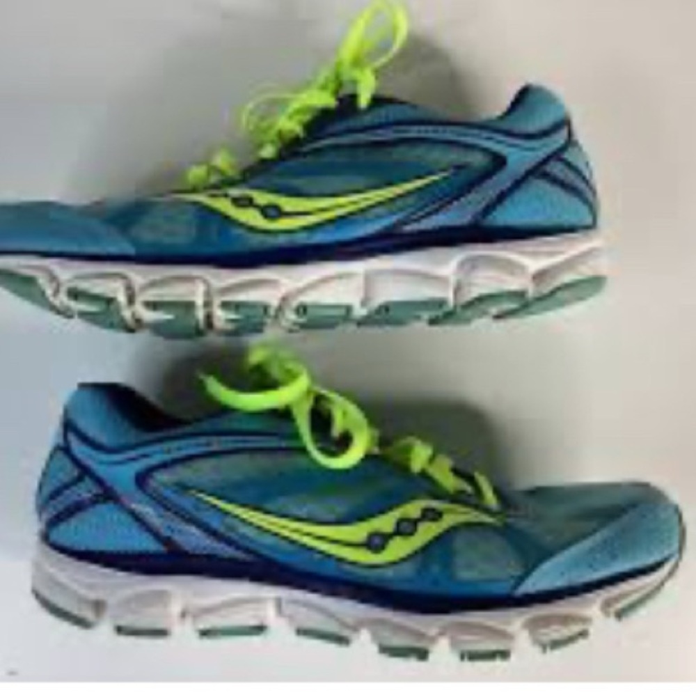 Saucony Womens Freedom Turquoise Blue Yellow Running Shoes Sneakers Size 9.5